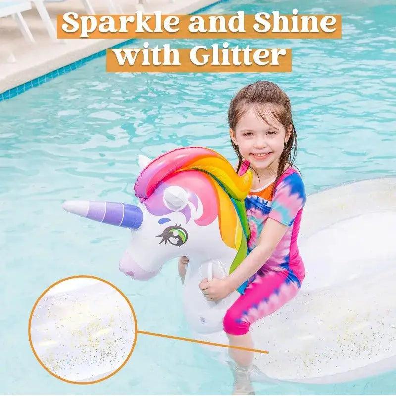  Rainbow Unicorn Pool Float Glitter With Two Handles -  ToylandEU™
