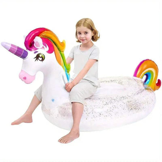  Rainbow Unicorn Pool Float Glitter With Two Handles -  ToylandEU™