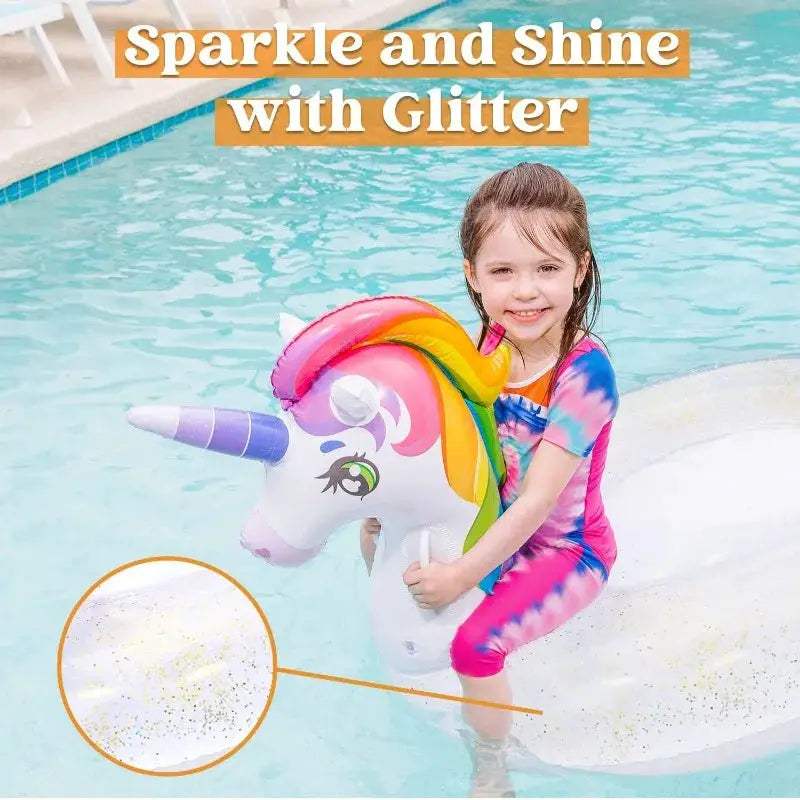  Rainbow Unicorn Pool Float Glitter With Two Handles -  ToylandEU™