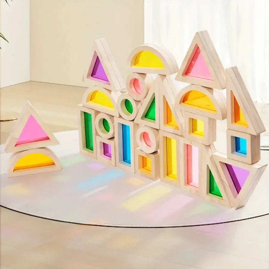 Rainbow Wooden Blocks For Learning And Creative Play - ToylandEU