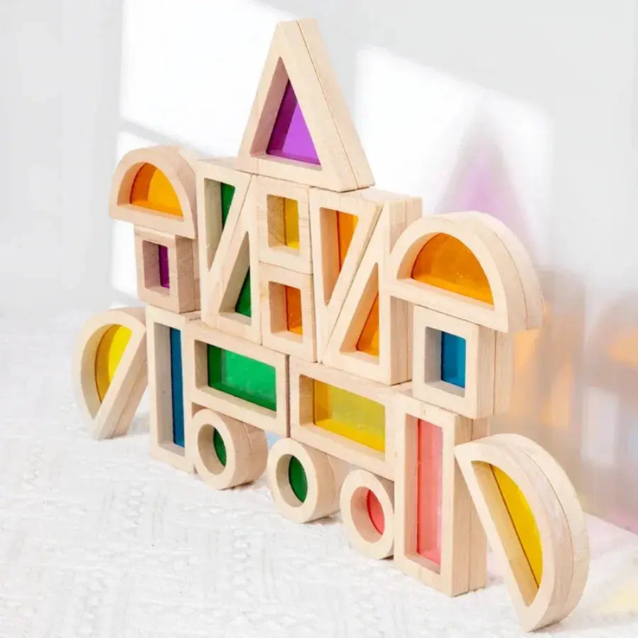Rainbow Wooden Blocks For Learning And Creative Play - ToylandEU