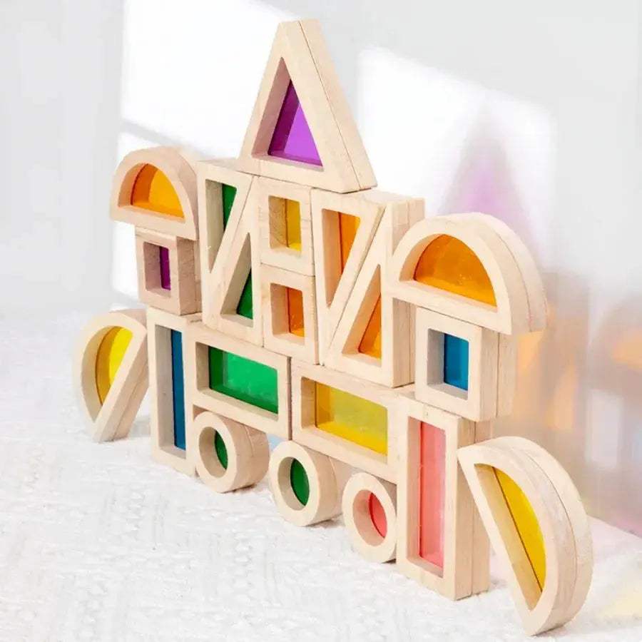  Rainbow Wooden Blocks For Learning And Non Toxic Play -  ToylandEU™