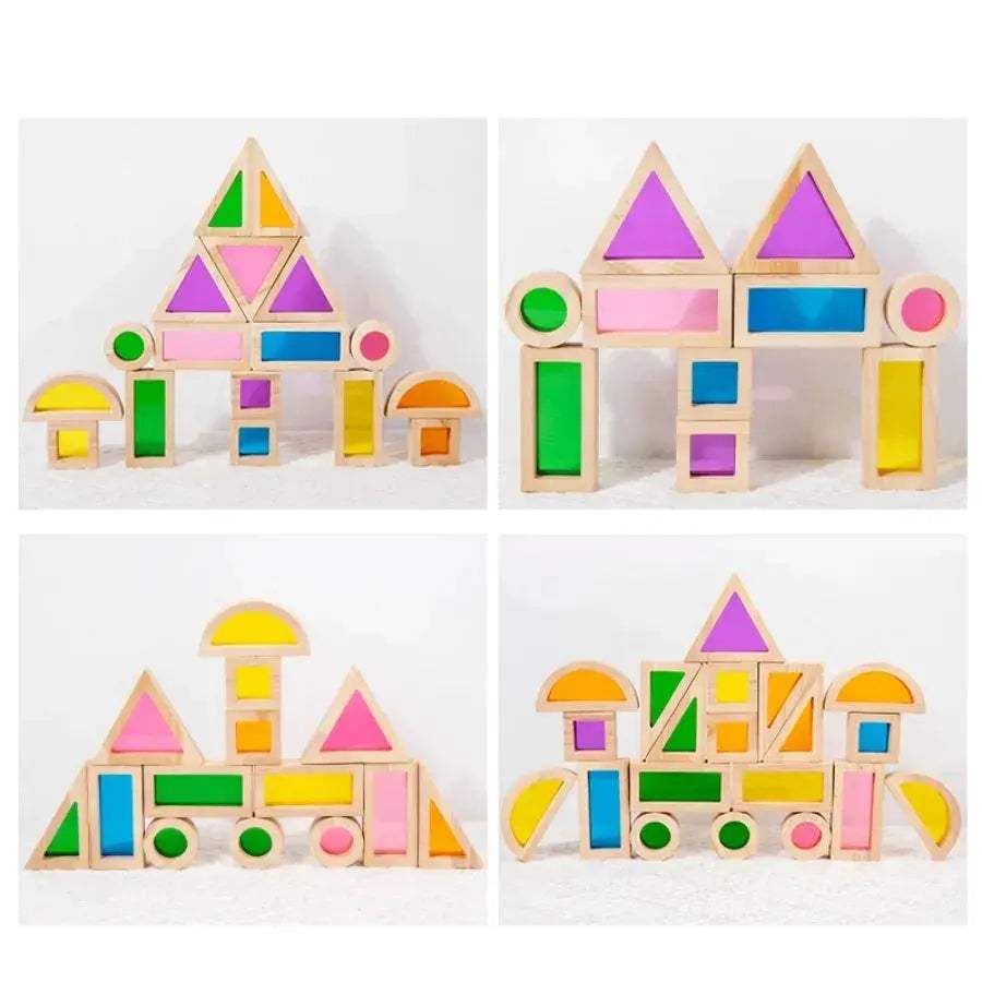  Rainbow Wooden Blocks For Learning And Non Toxic Play -  ToylandEU™