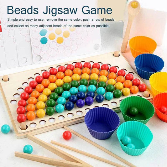 Rainbow Wooden Clip Go Game Set Dot Bead Board Game Toy Hand-Eye Coordination Montessori Educational Toys - ToylandEU