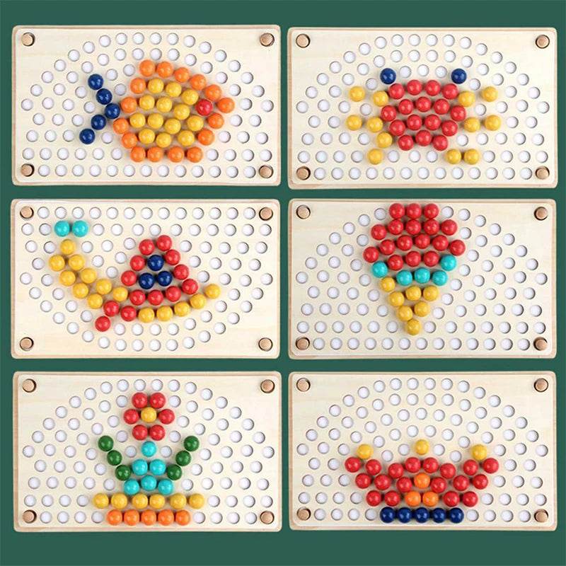 Rainbow Wooden Clip Go Game Set Dot Bead Board Game Toy Hand-Eye Coordination Montessori Educational Toys - ToylandEU