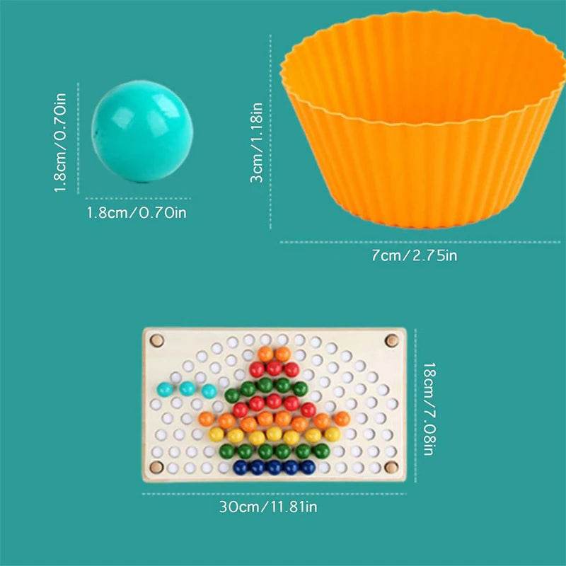 Rainbow Wooden Clip Go Game Set Dot Bead Board Game Toy Hand-Eye Coordination Montessori Educational Toys - ToylandEU