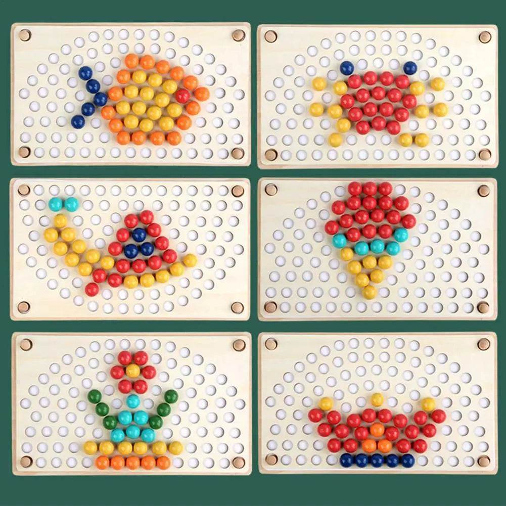 Rainbow Wooden Clip Go Game Set Dot Bead Board Game Toy Hand-Eye Coordination Montessori Educational Toys - ToylandEU