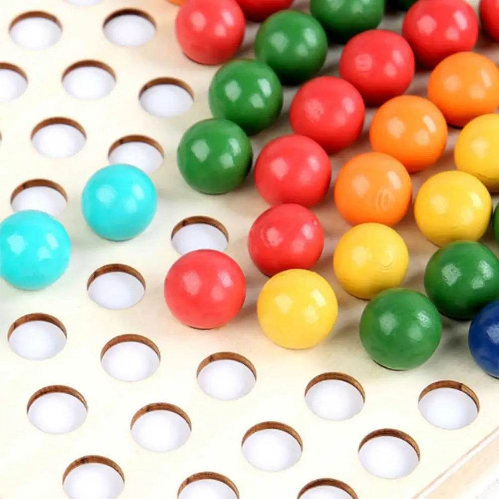 Rainbow Wooden Clip Go Game Set Dot Bead Board Game Toy Hand-Eye Coordination Montessori Educational Toys - ToylandEU