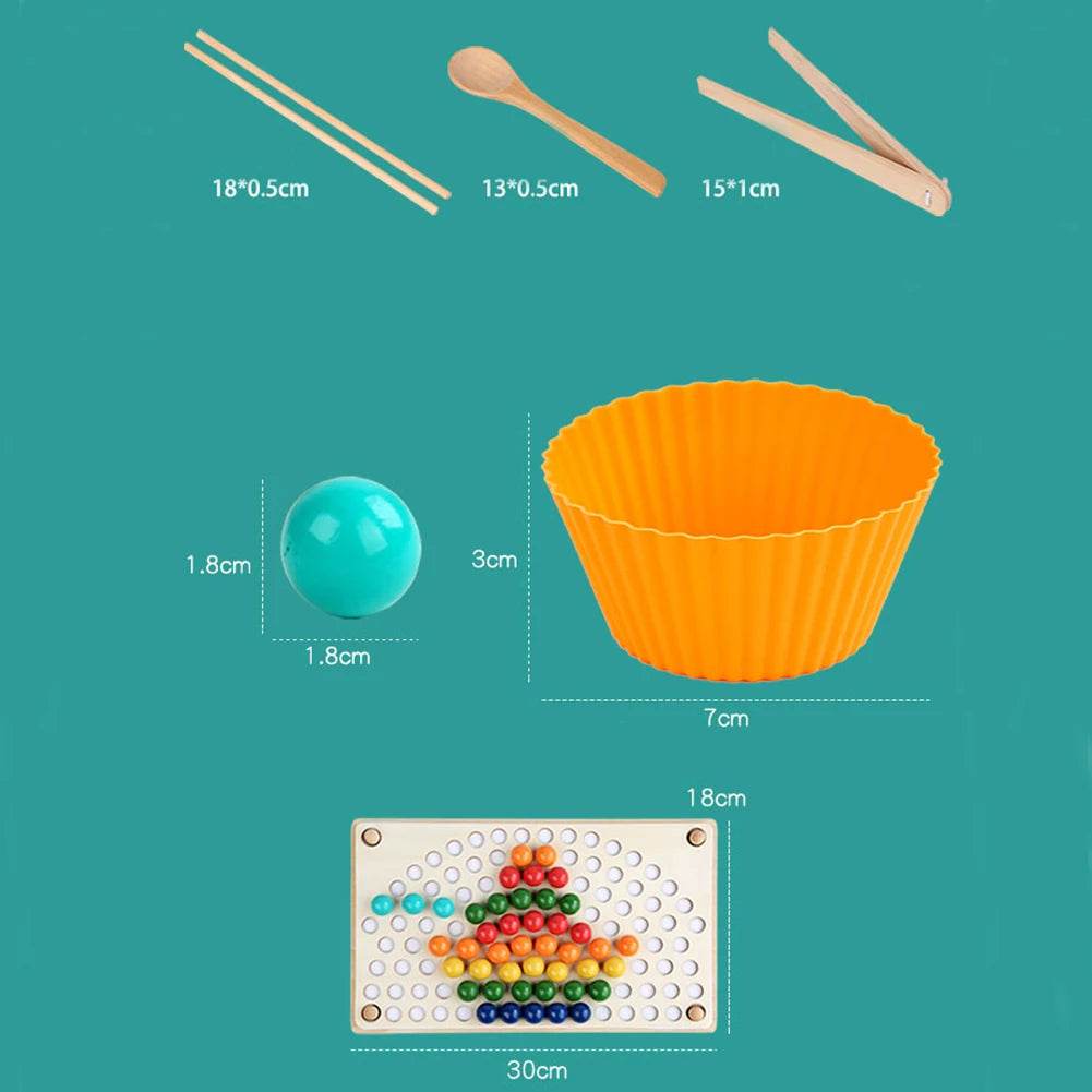 Rainbow Wooden Clip Go Game Set Dot Bead Board Game Toy Hand-Eye Coordination Montessori Educational Toys - ToylandEU