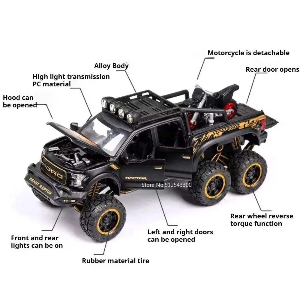  Raptor F150 Diecast Car Model With Doors Open Light -  ToylandEU™