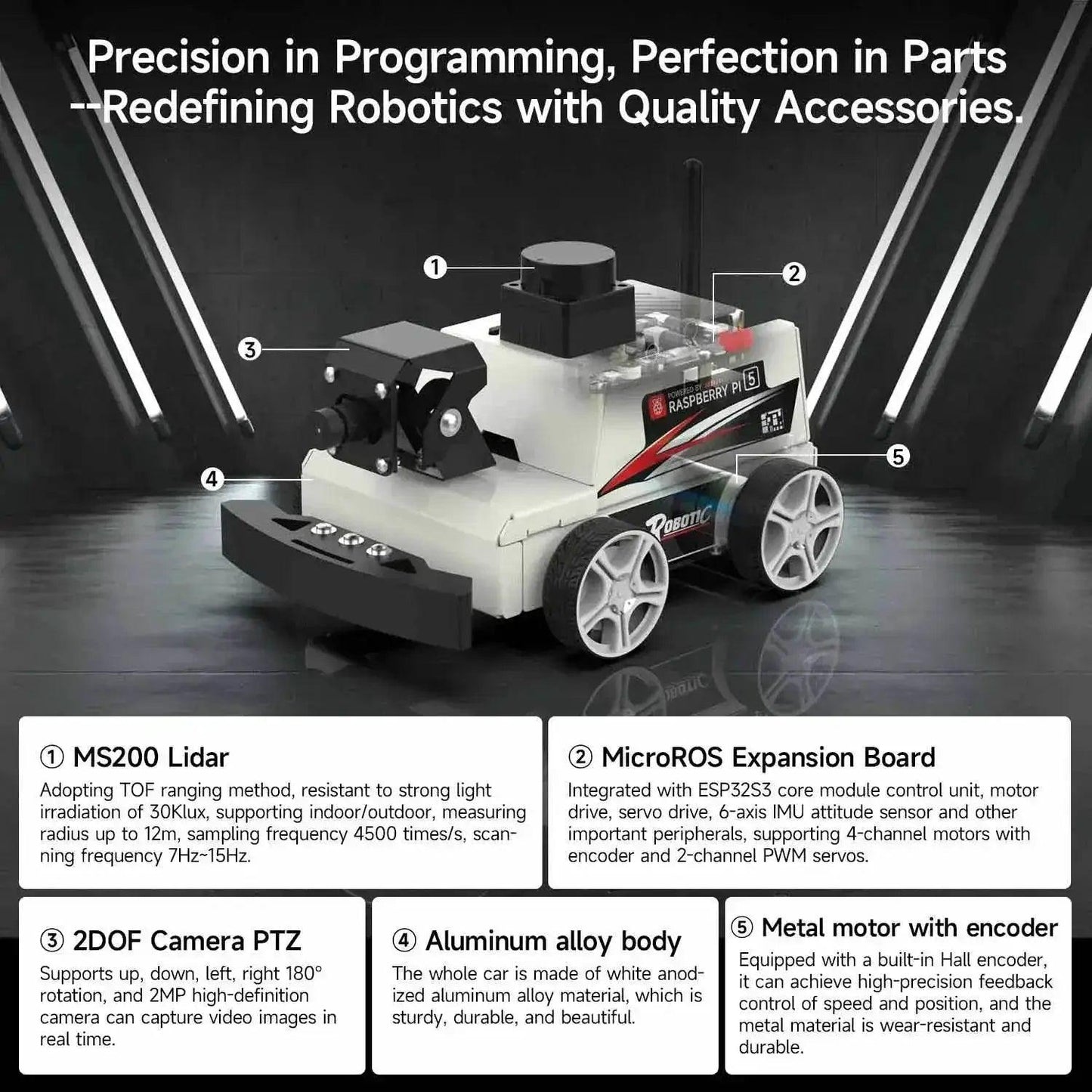  Raspberry Pi 5 Car ROS2 Educational Robot Kit with Lidar -  ToylandEU™