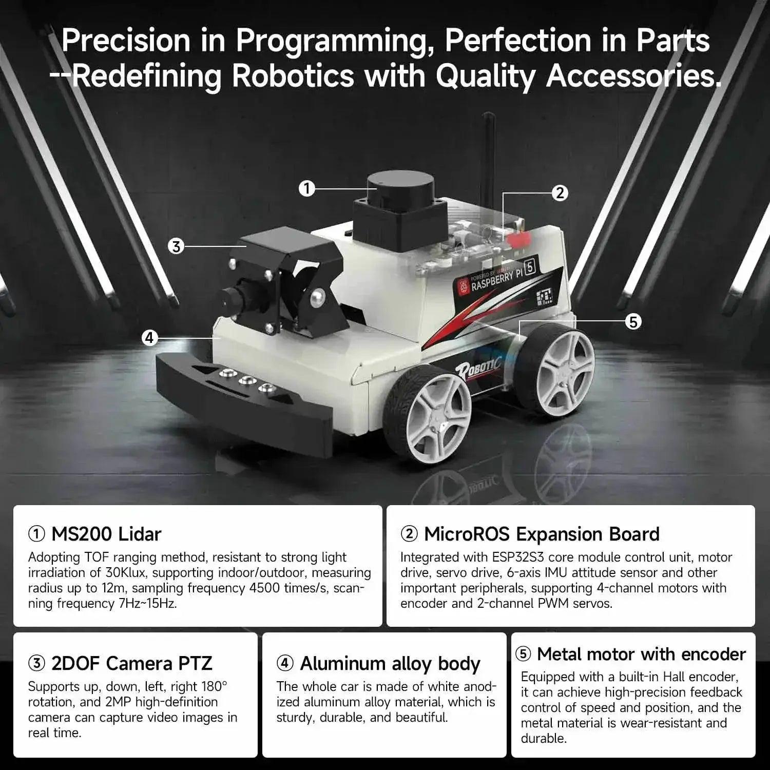  Raspberry Pi 5 Car ROS2 Educational Robot Kit with Lidar -  ToylandEU™