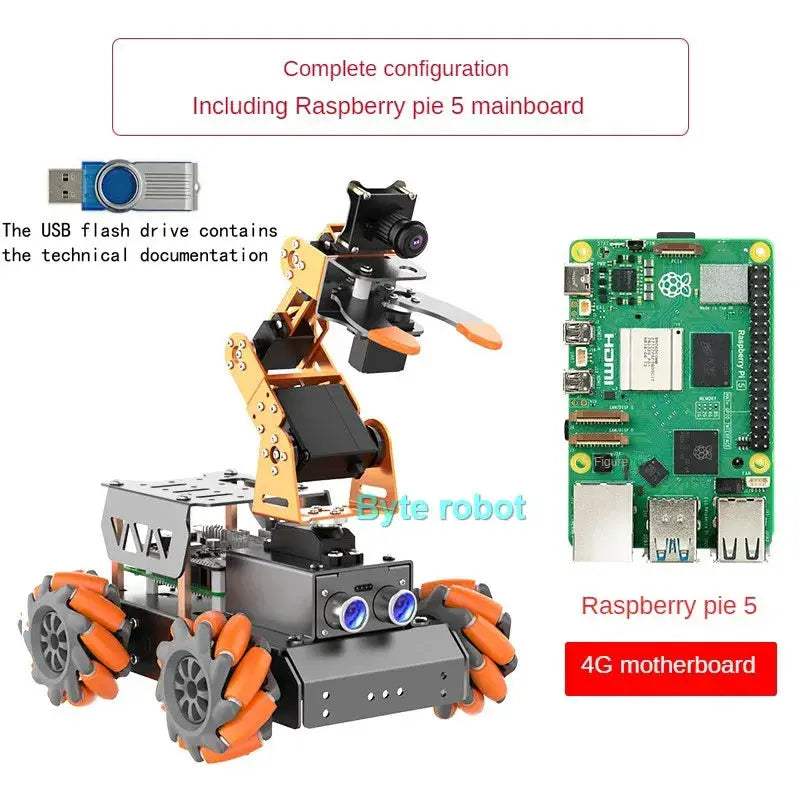  Raspberry Pi Open Source AI Robot Kit 4WD Arm -  ToylandEU™