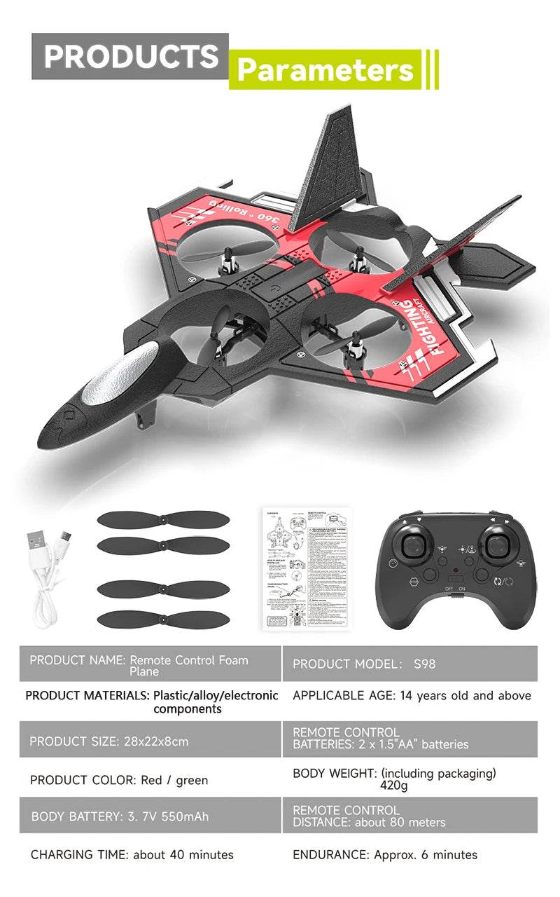 Rc Aircraft Foam Remote Control Plane Stunt Kids Toy S98 - ToylandEU