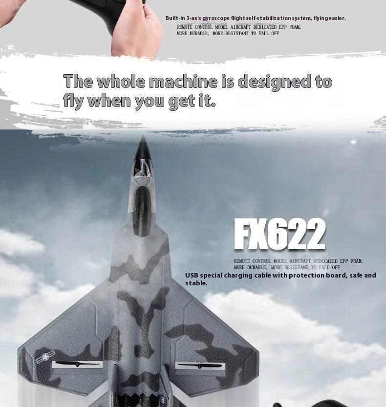 Rc Plane Fx622 Remote Control Aircraft F22 Fighter Toy - ToylandEU