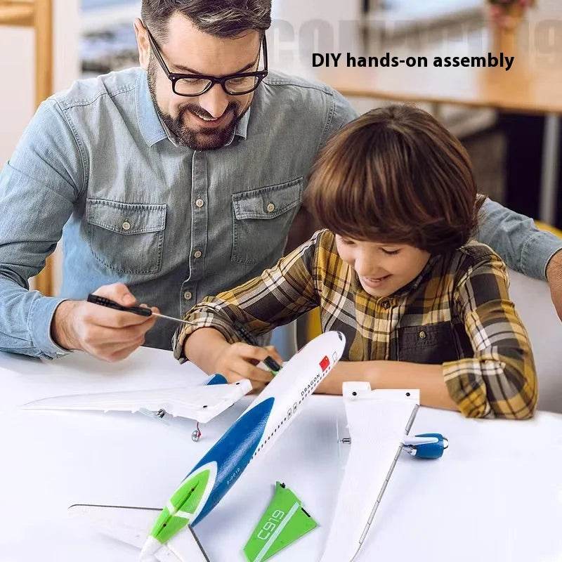 Rc Plane Qf008b Glider C919 Three Channel Remote Control Foam Aircraft Fixed Wing Diy Assembly Model for Children Gift - ToylandEU