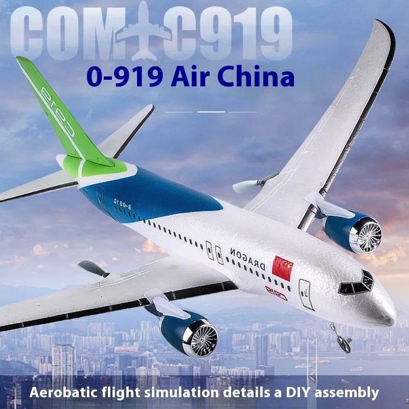 Rc Plane Qf008b Glider C919 Three Channel Remote Control Foam Aircraft Fixed Wing Diy Assembly Model for Children Gift - ToylandEU