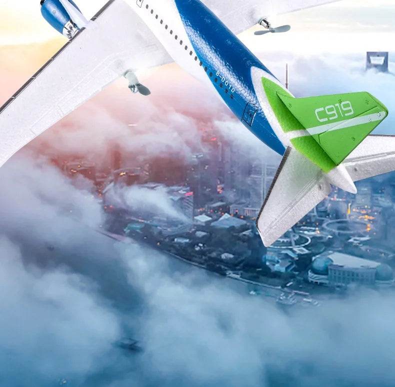 Rc Plane Qf008b Glider C919 Three Channel Remote Control Foam Aircraft Fixed Wing Diy Assembly Model for Children Gift - ToylandEU