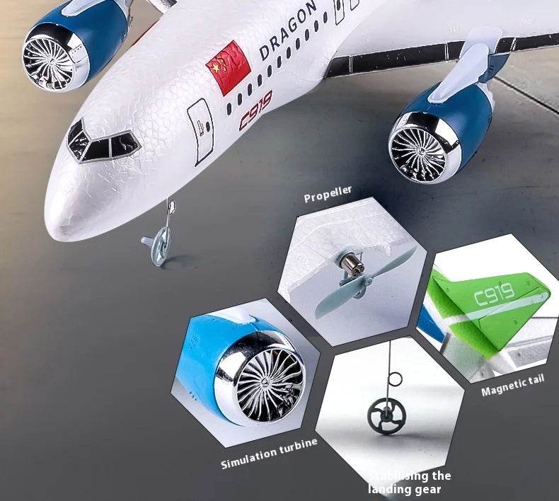 Rc Plane Qf008b Glider C919 Three Channel Remote Control Foam Aircraft Fixed Wing Diy Assembly Model for Children Gift - ToylandEU