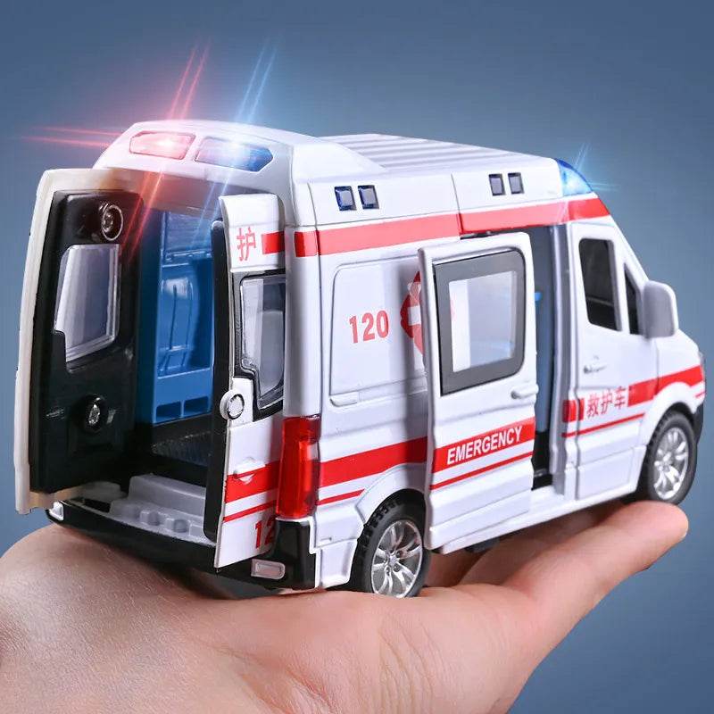 Realistic 1:32 Scale Alloy Ambulance with Lights, Sounds & Pull Back Action - ToylandEU