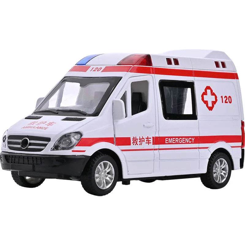 Realistic 1:32 Scale Alloy Ambulance with Lights, Sounds & Pull Back Action - ToylandEU