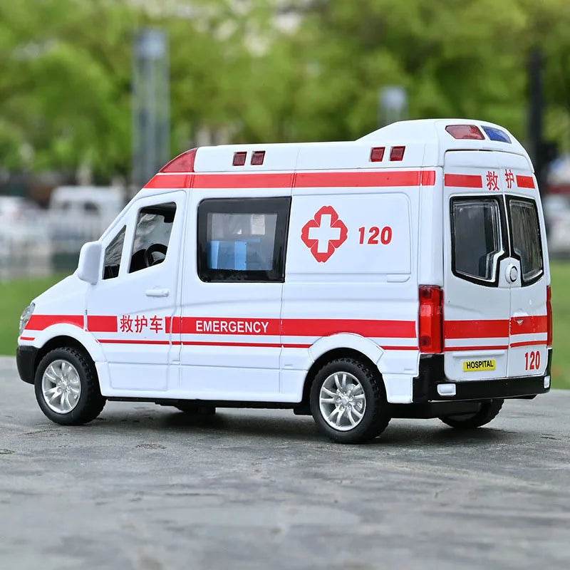 Realistic 1:32 Scale Alloy Ambulance with Lights, Sounds & Pull Back Action - ToylandEU