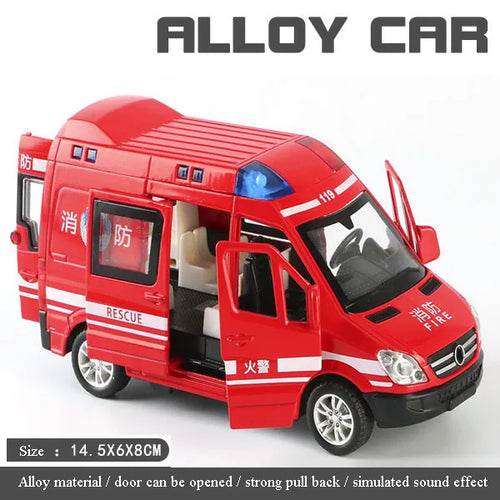 Realistic 1:32 Scale Alloy Ambulance with Lights, Sounds & Pull Back Action - ToylandEU
