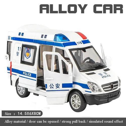 Realistic 1:32 Scale Alloy Ambulance with Lights, Sounds & Pull Back Action - ToylandEU