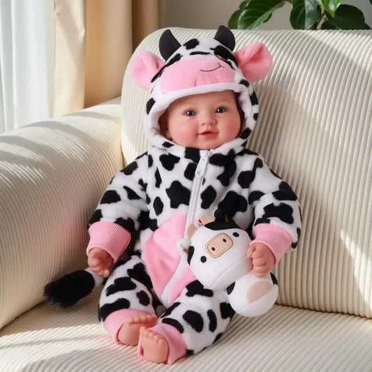  Realistic 17 Inch Baby Doll With Cow Outfit Blue Eyes -  ToylandEU™