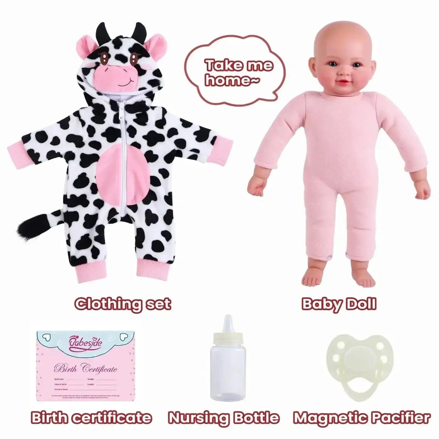  Realistic 17 Inch Baby Doll With Cow Outfit Blue Eyes -  ToylandEU™