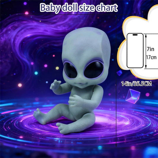 Realistic Alien Baby Doll Hand Painted Silver Vinyl For Kids - ToylandEU