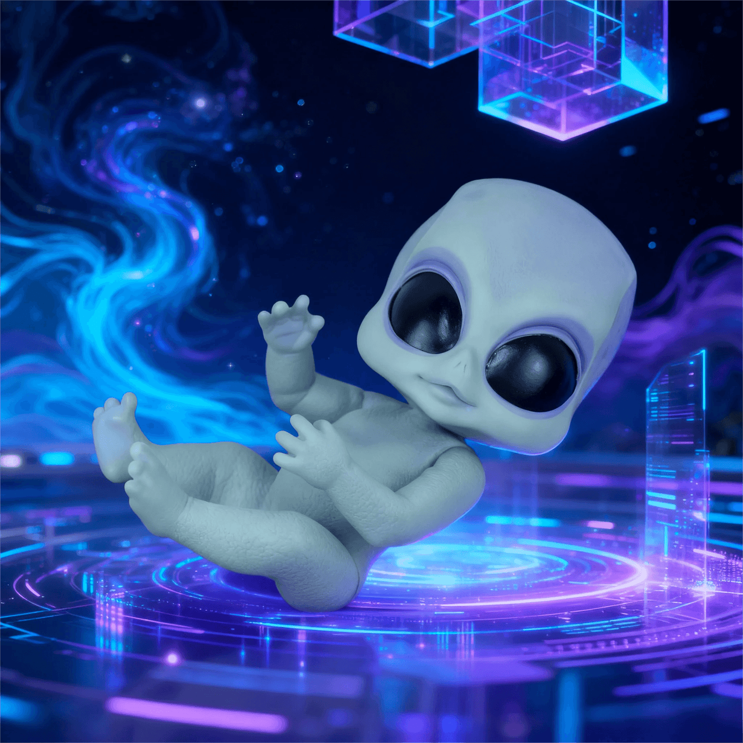 Realistic Alien Baby Doll Hand Painted Silver Vinyl For Kids - ToylandEU