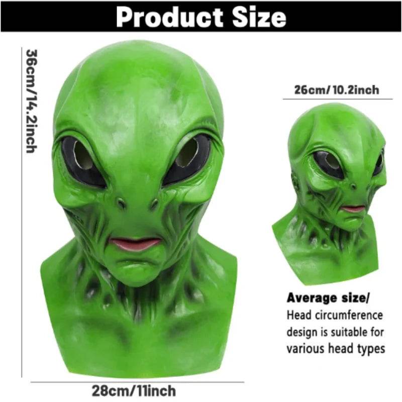 Realistic Alien Masks UFO Green Latex Headdress For Adults - ToylandEU