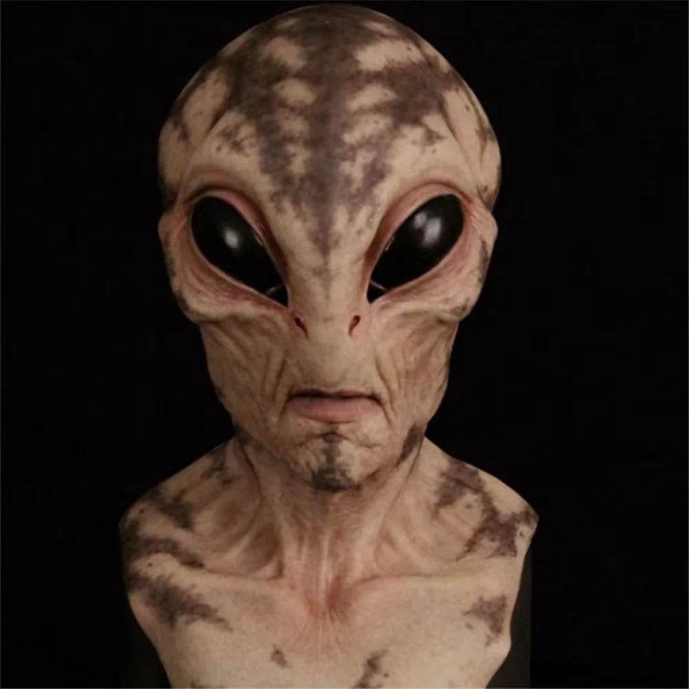 Realistic Alien Masks UFO Green Latex Headdress For Adults - ToylandEU