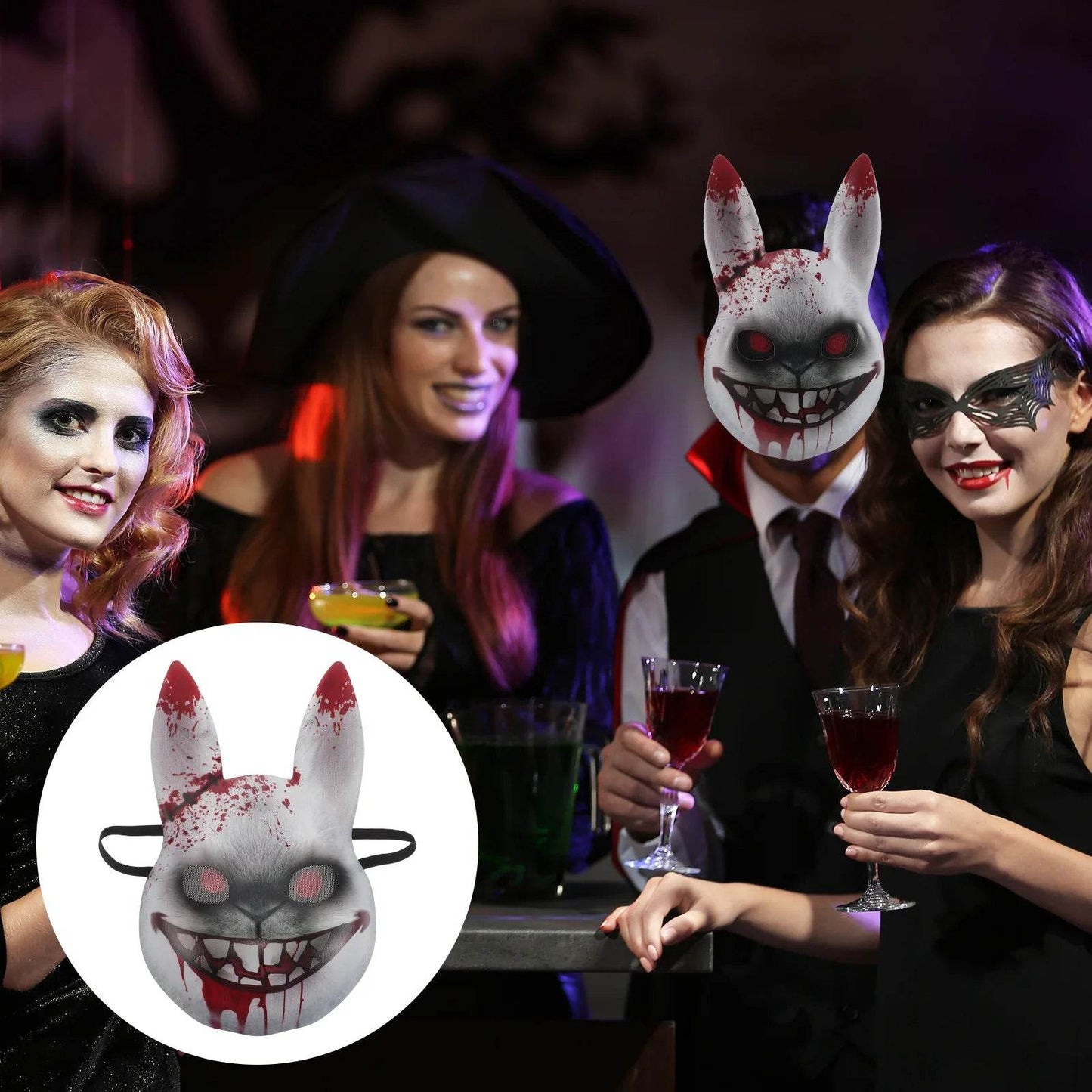 Realistic Anime Rabbit Mask Horror Themed Elastic Band Party - ToylandEU