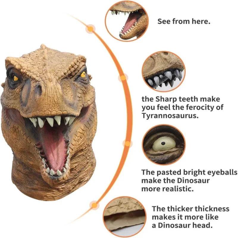 Realistic Dinosaur Head Mask Latex Tyrannosaurus For Adults - ToylandEU