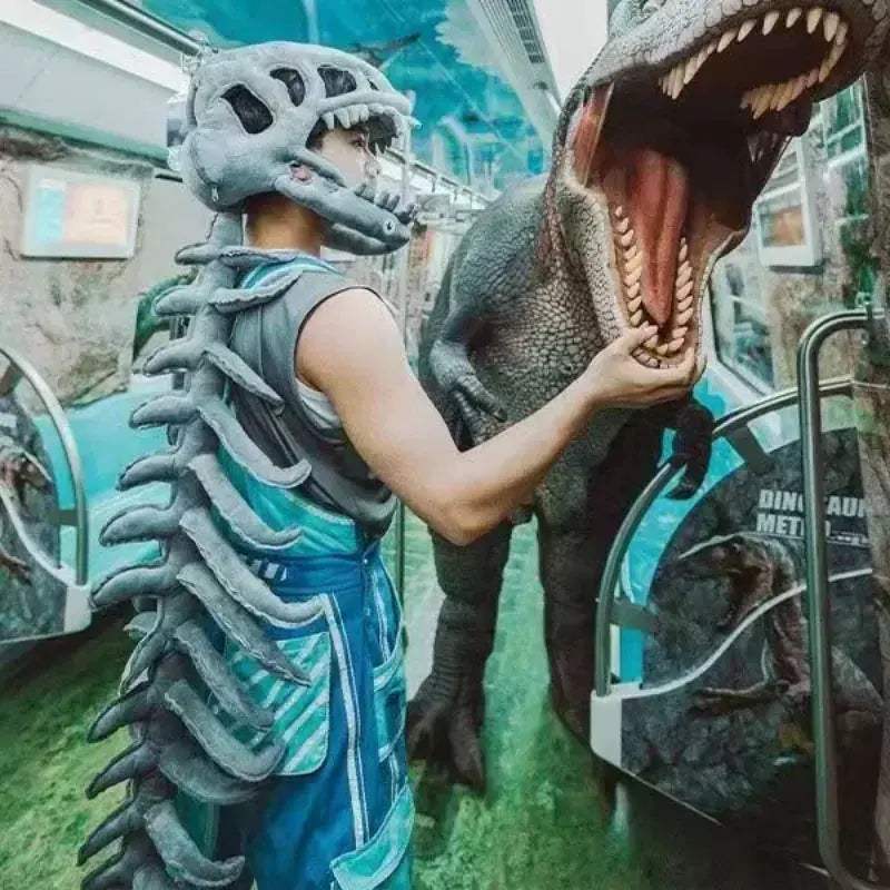 Realistic Dinosaur Skeleton Costume Set With Plush Headgear - ToylandEU