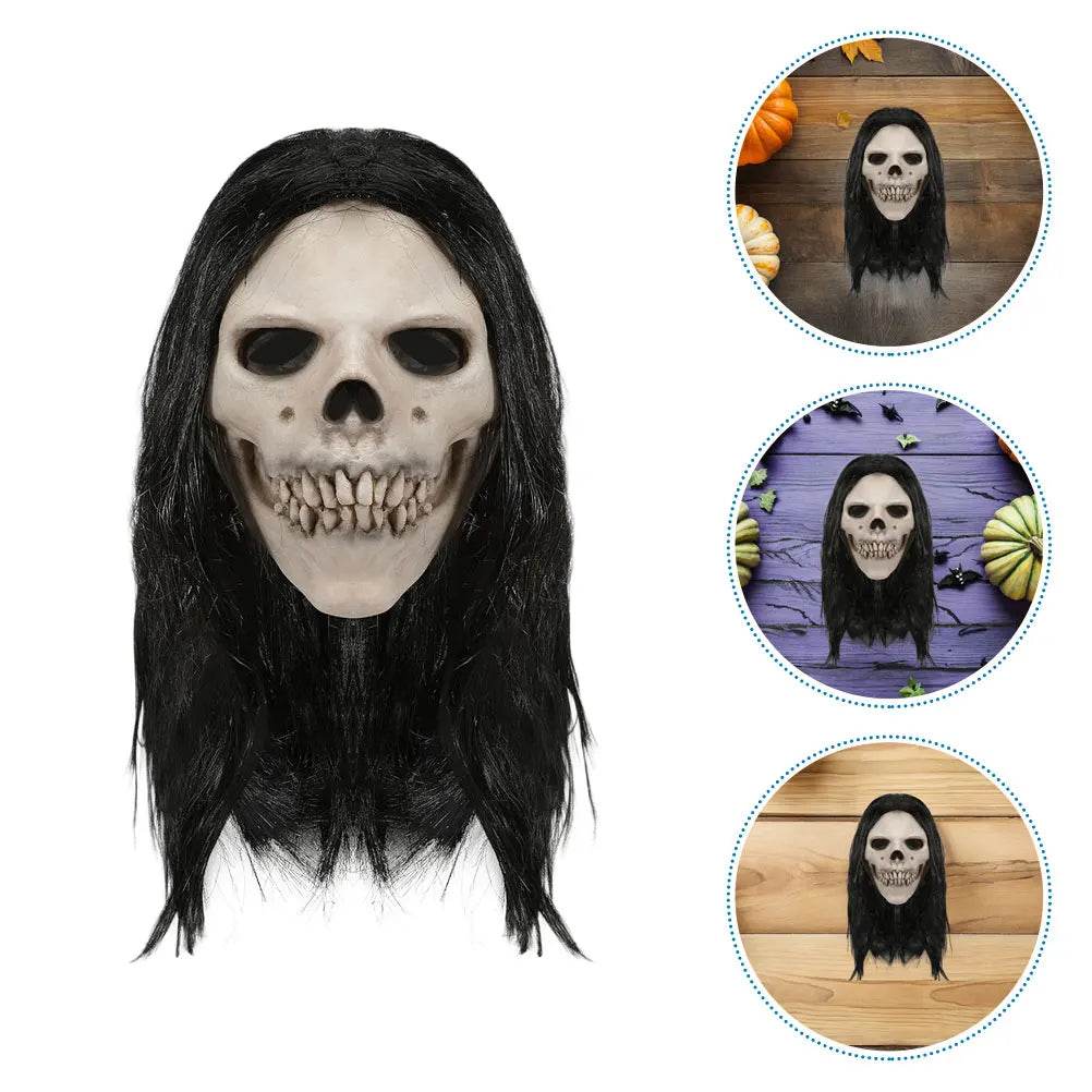 Realistic Halloween Skull Mask With Hair Latex Adults - ToylandEU