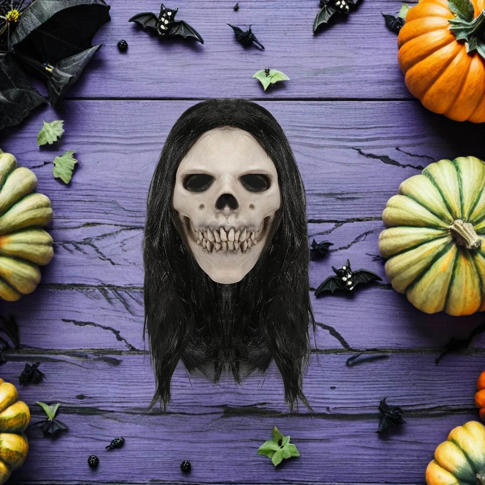 Realistic Halloween Skull Mask With Hair Latex Adults - ToylandEU
