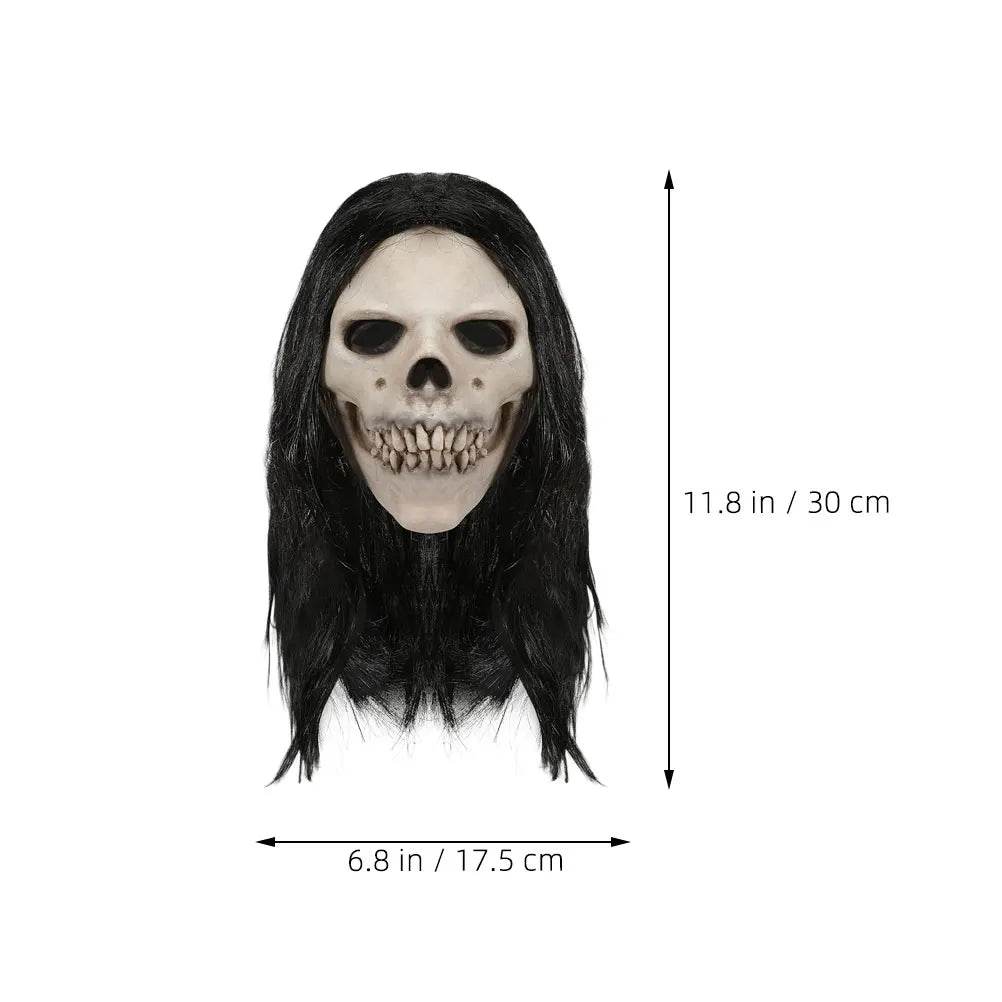 Realistic Halloween Skull Mask With Hair Latex Adults - ToylandEU
