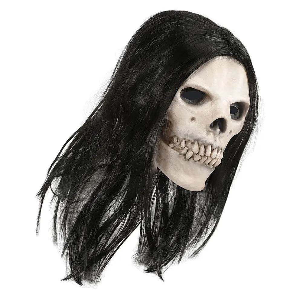 Realistic Halloween Skull Mask With Hair Latex Adults - ToylandEU