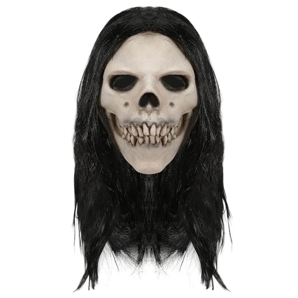 Realistic Halloween Skull Mask With Hair Latex Adults - ToylandEU