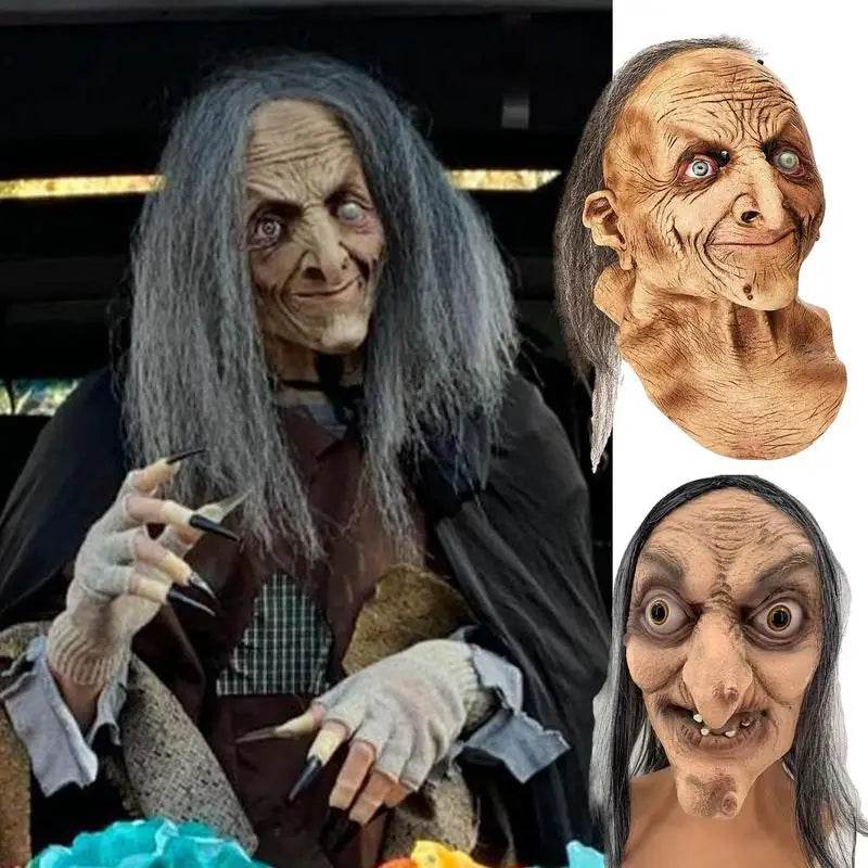 Realistic Latex Witch Mask With Hair Halloween Party - ToylandEU
