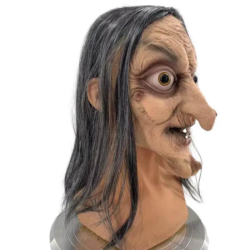 Realistic Latex Witch Mask With Hair Halloween Party - ToylandEU