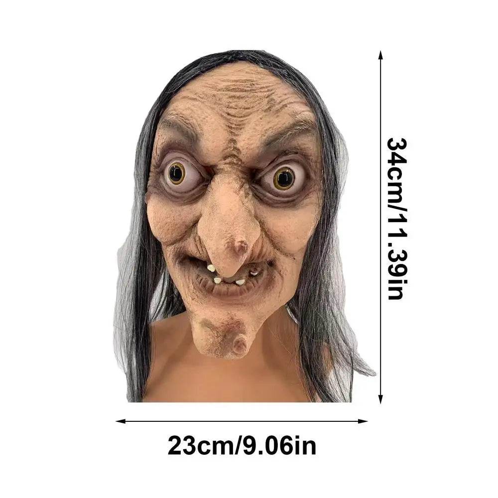 Realistic Latex Witch Mask With Hair Halloween Party - ToylandEU