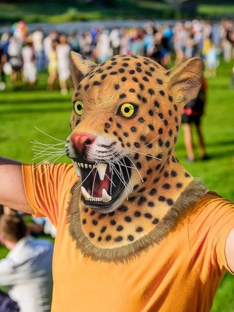 Realistic Leopard Mask Full Head Latex Adult Cosplay - ToylandEU