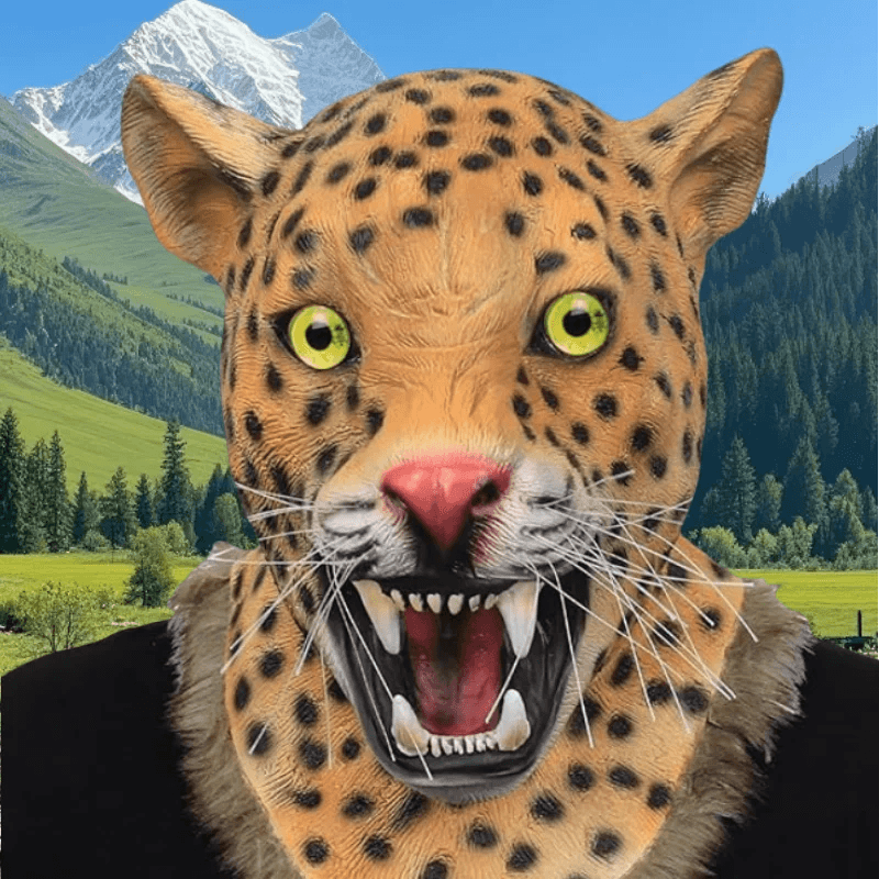 Realistic Leopard Mask Full Head Latex Adult Cosplay - ToylandEU