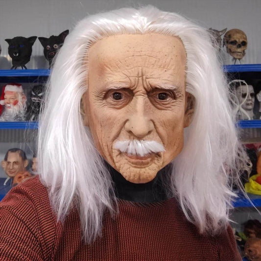 Realistic Mask Old Man With Long White Hair For Halloween - ToylandEU
