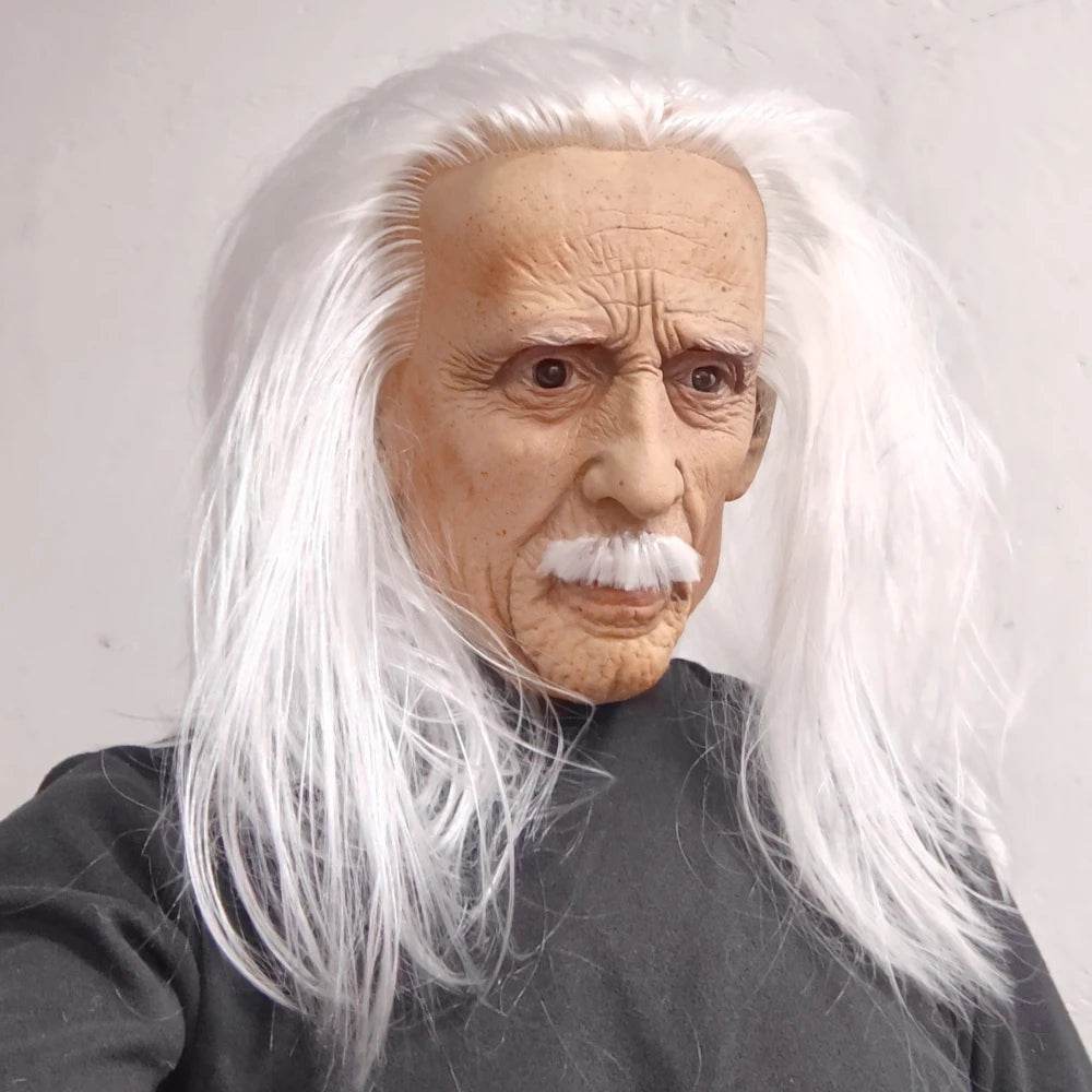 Realistic Mask Old Man With Long White Hair For Halloween - ToylandEU