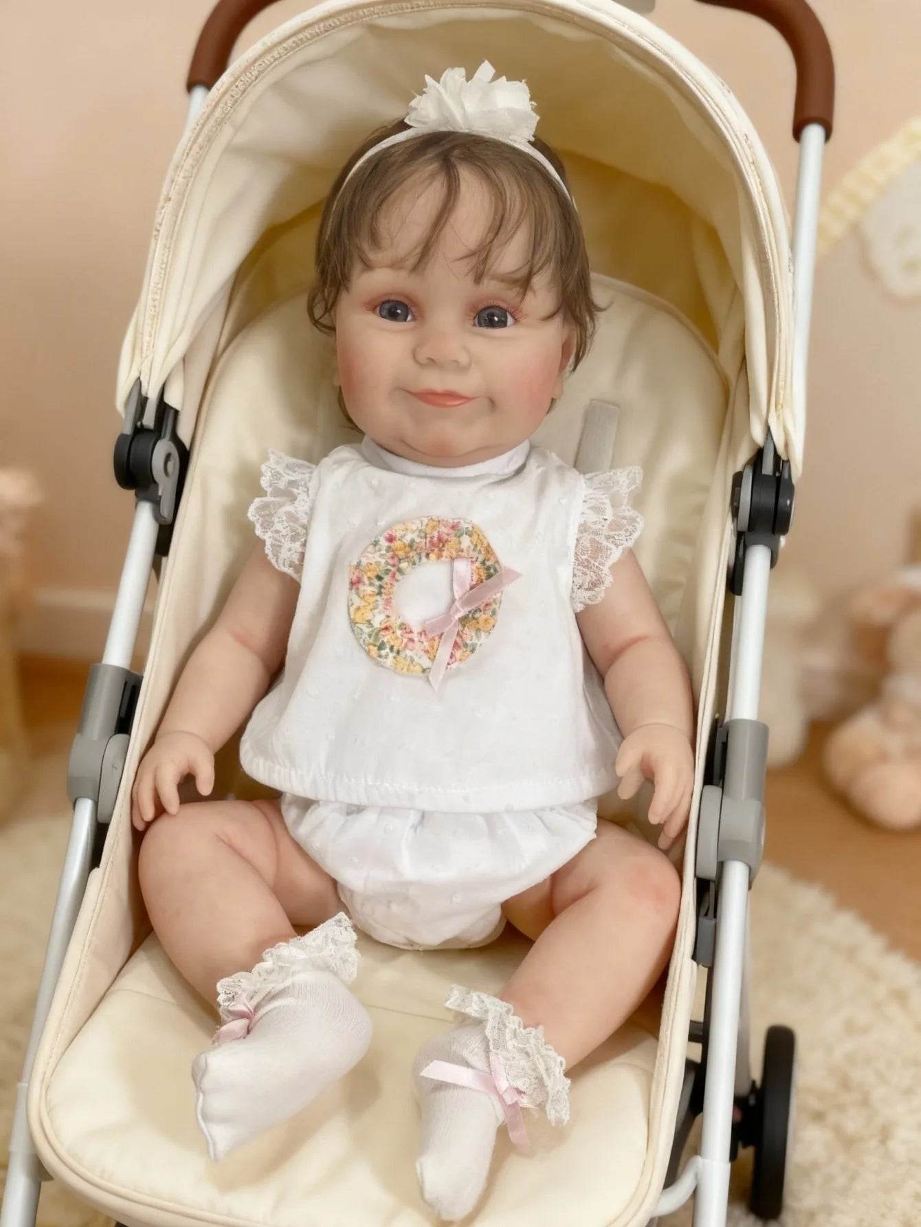 Realistic Reborn Doll Soft Cloth Body Blue Eyes Unisex - ToylandEU